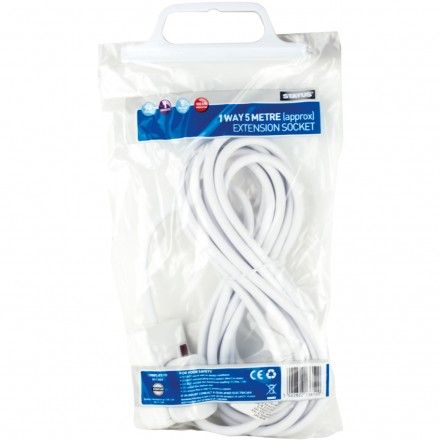 Status Extension Lead 1-Way White 5 Metre